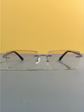 Telluride-rimless titanium eyeglass